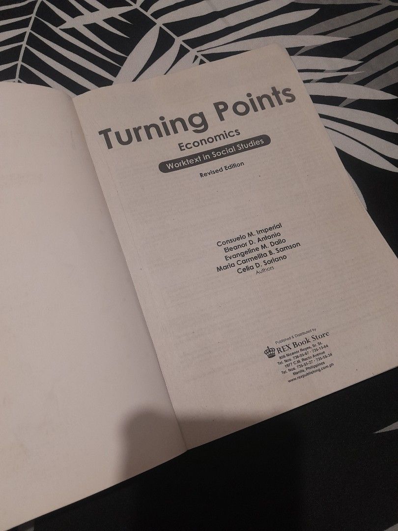 Grade 9 Textbook: Turning Points Economics Social Studies (Category: Textbooks) located in Quezon City. Submitted by warmturtle.ba931b (Listing ID 1451822228, Image 3). Description: Turning Points: Economics Worktext in Social Studies (Grade 9) 📖 Authentic Rex Book Store textbook 🎓 Turning Points: Economics Worktext in Social Studies (Grade 9) ✅ Like new condition ✍️ No writings, highlights, doodles, or markings 📄 Complete pages with no tears 