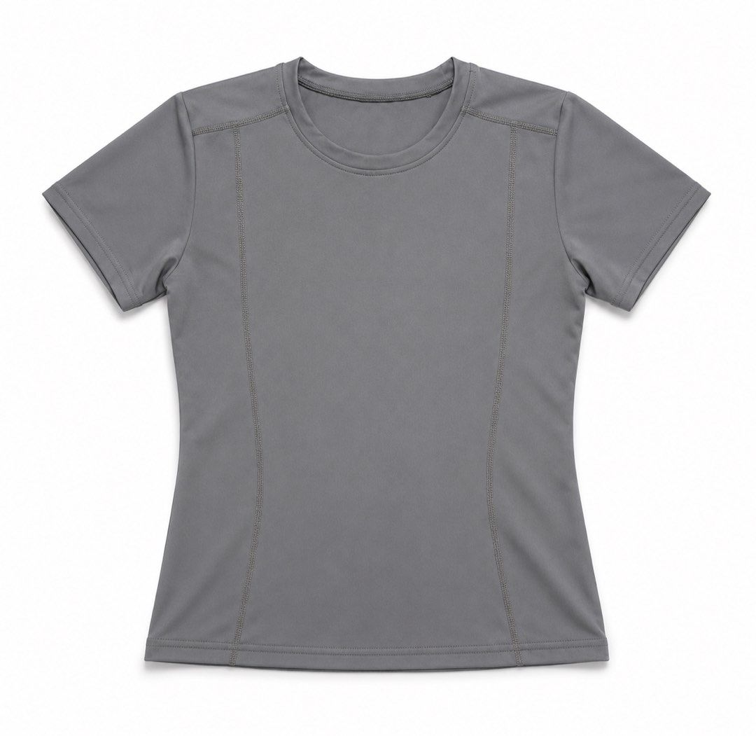 Grey Short Sleeve T-Shirt (Category: Activewear) located in Makati City. Submitted by PamsCorner (Listing ID 1451844467, Image 1). Description: - Classic grey t-shirt with short sleeves. - Simple and versatile design. - Ideal for daily wear or active sessions. - Features subtle stitching details on sides and shoulders. - Effortlessly pairs with any outfit..