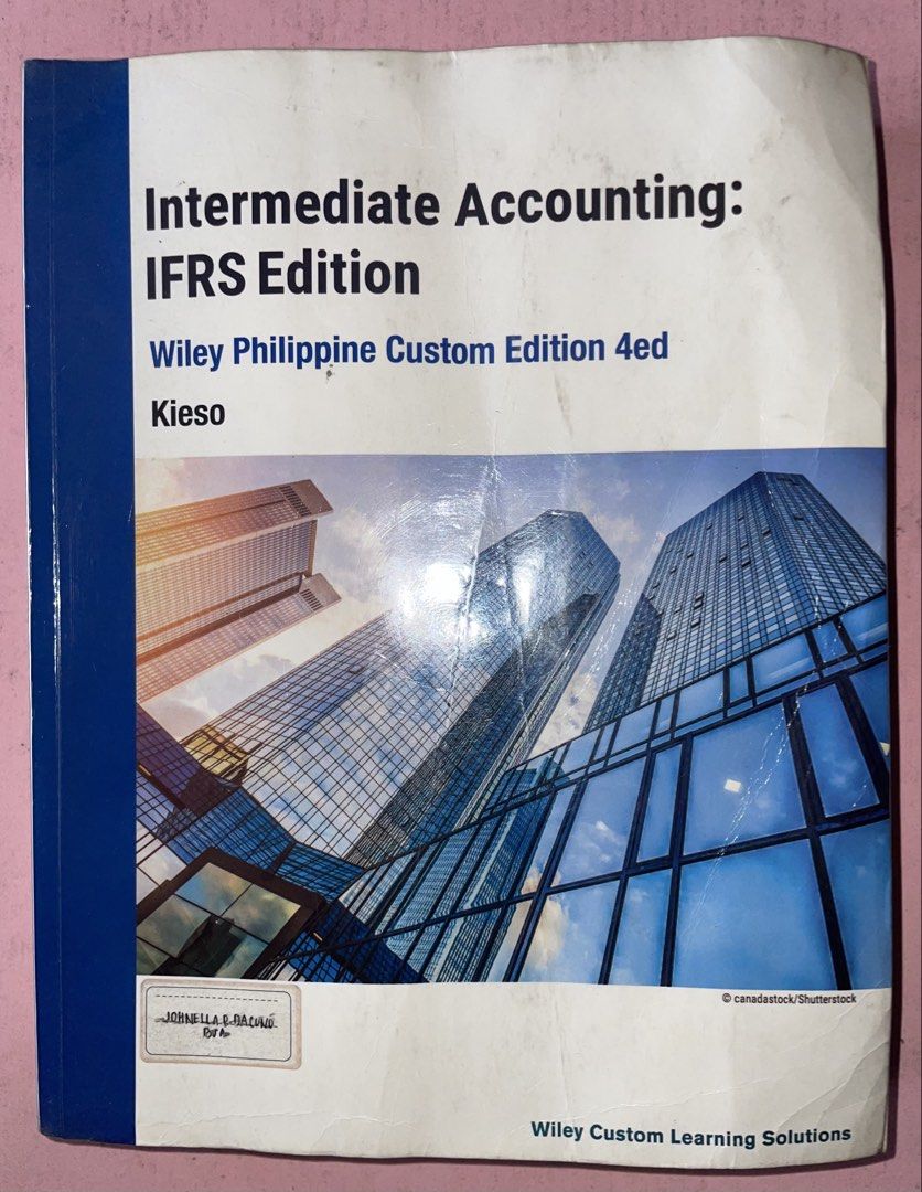Intermediate Accounting IFRS Edition Wiley Philippine Custom Edition 4ed Kieso (Category: Textbooks) located in Manila. Submitted by plmayer_el (Listing ID 1451743778, Image 1). Description: - Intermediate Accounting: IFRS Edition - Wiley Philippine Custom Edition, 4th Edition - Author: Kieso - Features some handwritten notes throughout - with plastic cover - COMPLETE PAGES - Ideal for accounting students - Please check photos for detailed condit