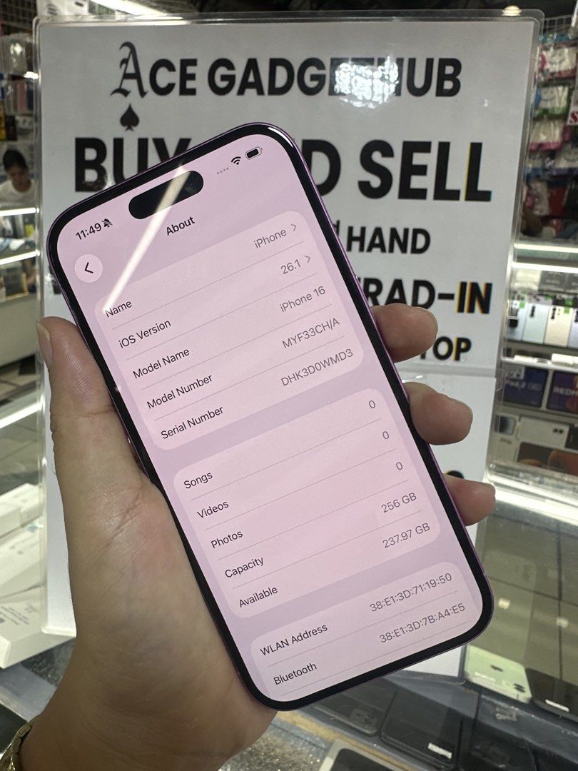 Iphone 16 256gb (Category: iPhone 16 Series) located in San Juan City. Submitted by ace_gadgethub (Listing ID 1451827613, Image 2). Description: Iphone 16 256gb Openline 87 batt.