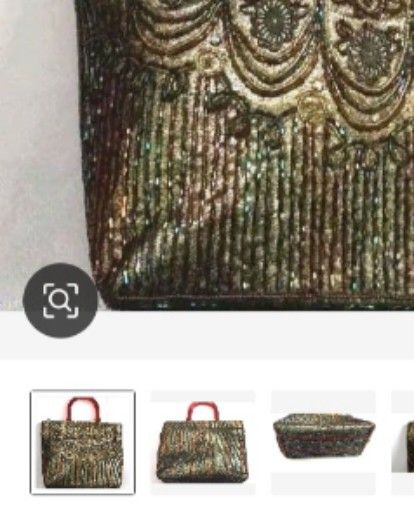 Iridescent Beaded Bag - Showa Retro Style (Category: Purses & Pouches) located in Manila. Submitted by twinklelyn03 (Listing ID 1451776102, Image 1). Description: - Eye-catching iridescent beaded exterior - Retro, Showa era-inspired design - Warm amber-colored handles - Unique vintage statement piece - Adds a distinct retro touch to any outfit see photos for details pm sa sure buyer only thank you so much po!.