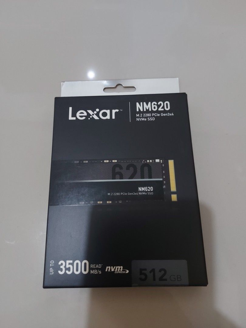 Lexar NM620 512GB (Category: Other Accessories) located in Manila. Submitted by matteoolaptops (Listing ID 1451777982, Image 1). Description: - Brand: Lexar - Model: NM620 - Capacity: 512GB - Type: NVMe M.2 SSD - Condition: Brand new, sealed in box - High-speed performance for gaming, content creation, and everyday use..