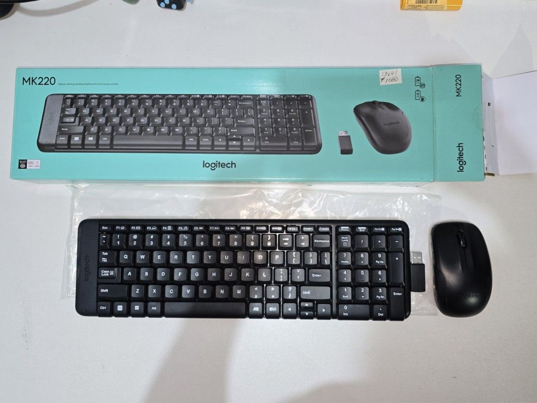 Logitech MK220 Wireless Keyboard and Mouse Combo (Category: Computer Keyboard) located in Manila. Submitted by cjt15 (Listing ID 1451809344, Image 2). Description: - Logitech MK220 Wireless Keyboard and Mouse Set - Color: Black - Semi silent typing - Includes USB receiver (plug and play) NOT Bluetooth - Good working condition - Like brand new Bought 2 months ago Original price 1080 Still negotiable Will include batteries Payment first RFS: extra 
