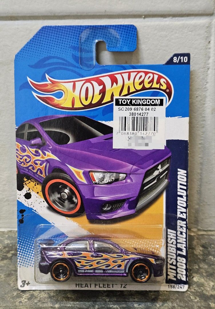 MITSUBISHI LANCER EVOLUTION - 2012 Hot Wheels Heat Fleet Series (Category: Vehicle & Diecast Models) located in Quezon City. Submitted by charliebrown_olx (Listing ID 1451784449, Image 1). Description: JDM, EVO, 8NISSAN, HONDA, TOYOTA, MAZDA • New, Factory Sealed • Near-Mint Card, WYSIWYG • Sorry Last Price Already ▪︎ Pickup only at Obudan St Brgy Manresa QC (D.Tuazon St/Banawe St) ▪︎ Shipping thru J&T only ▪︎ GCash Payment TFL!.