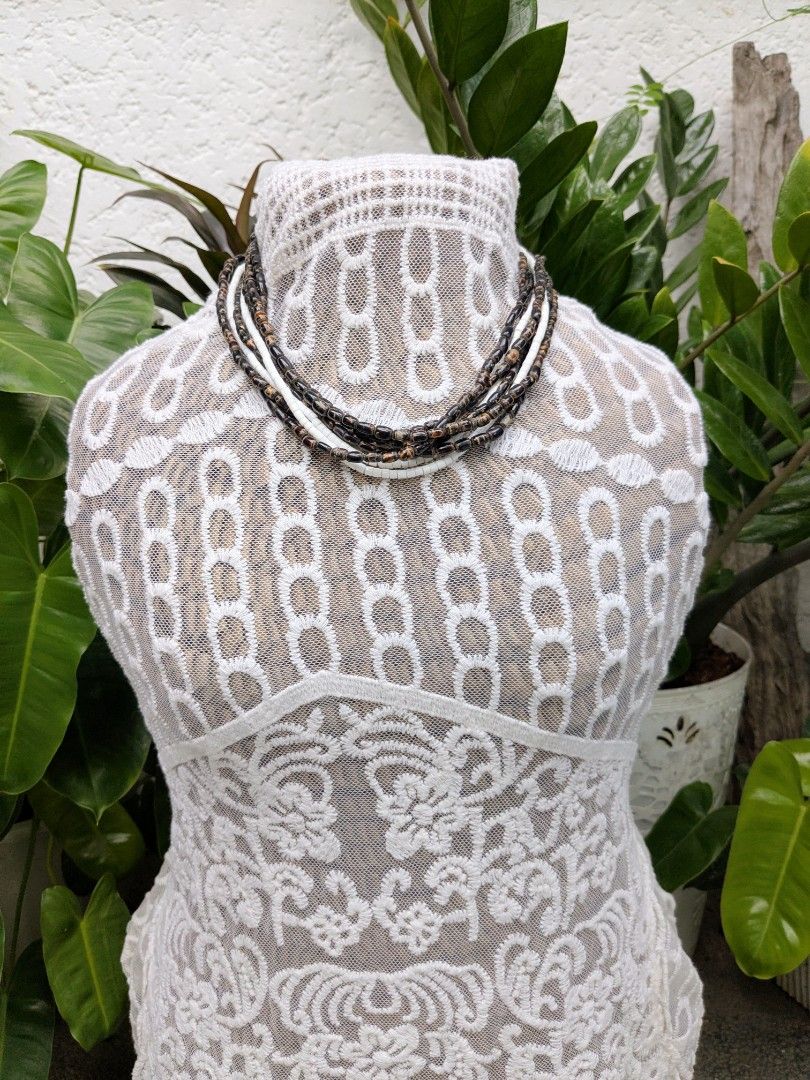 Multilayered Coconut Heishi Beads Handcrafted Necklace (Category: Necklaces) located in Las Pinas. Submitted by amisells (Listing ID 1451885398, Image 3). Description: ⋆⊱༻𖥸༺⊰⋆ every piece in our collection is thoughtfully handcrafted using an exquisite selection of locally sourced natural materials! discover the beauty of authentic craftsmanship through coconut heishi beads, lumbang seed beads, bayong and gmelina wood beads, coco side-drill bead