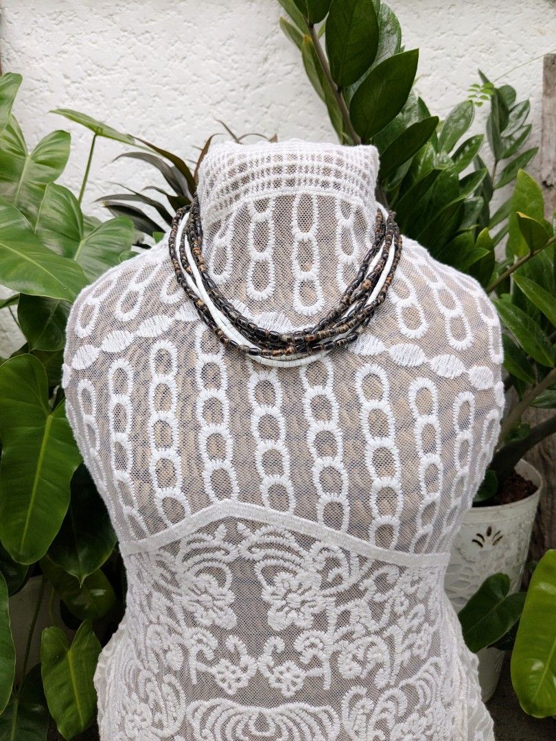 Multilayered Coconut Heishi Beads Handcrafted Necklace (Category: Necklaces) located in Las Pinas. Submitted by amisells (Listing ID 1451885398, Image 1). Description: ⋆⊱༻𖥸༺⊰⋆ every piece in our collection is thoughtfully handcrafted using an exquisite selection of locally sourced natural materials! discover the beauty of authentic craftsmanship through coconut heishi beads, lumbang seed beads, bayong and gmelina wood beads, coco side-drill bead