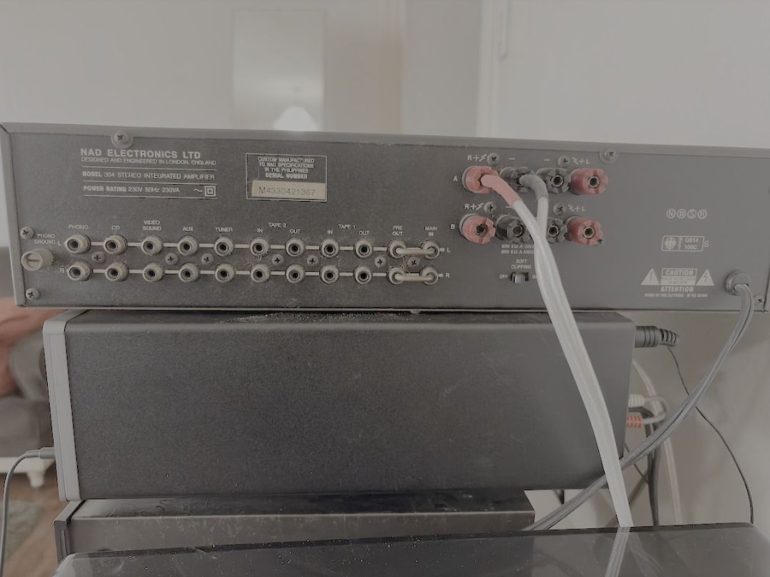 NAD C 304 Stereo Integrated Amplifier (defective) (Category: Soundbars, Speakers & Amplifiers) located in Makati City. Submitted by device81 (Listing ID 1451753012, Image 2). Description: The NAD 304 is a classic stereo integrated amplifier that delivers 35 watts of continuous power per channel, features a built-in phono stage, and includes a rear-panel soft clipping switch. Introduced in the mid-1990s, it remains popular on the used market for i