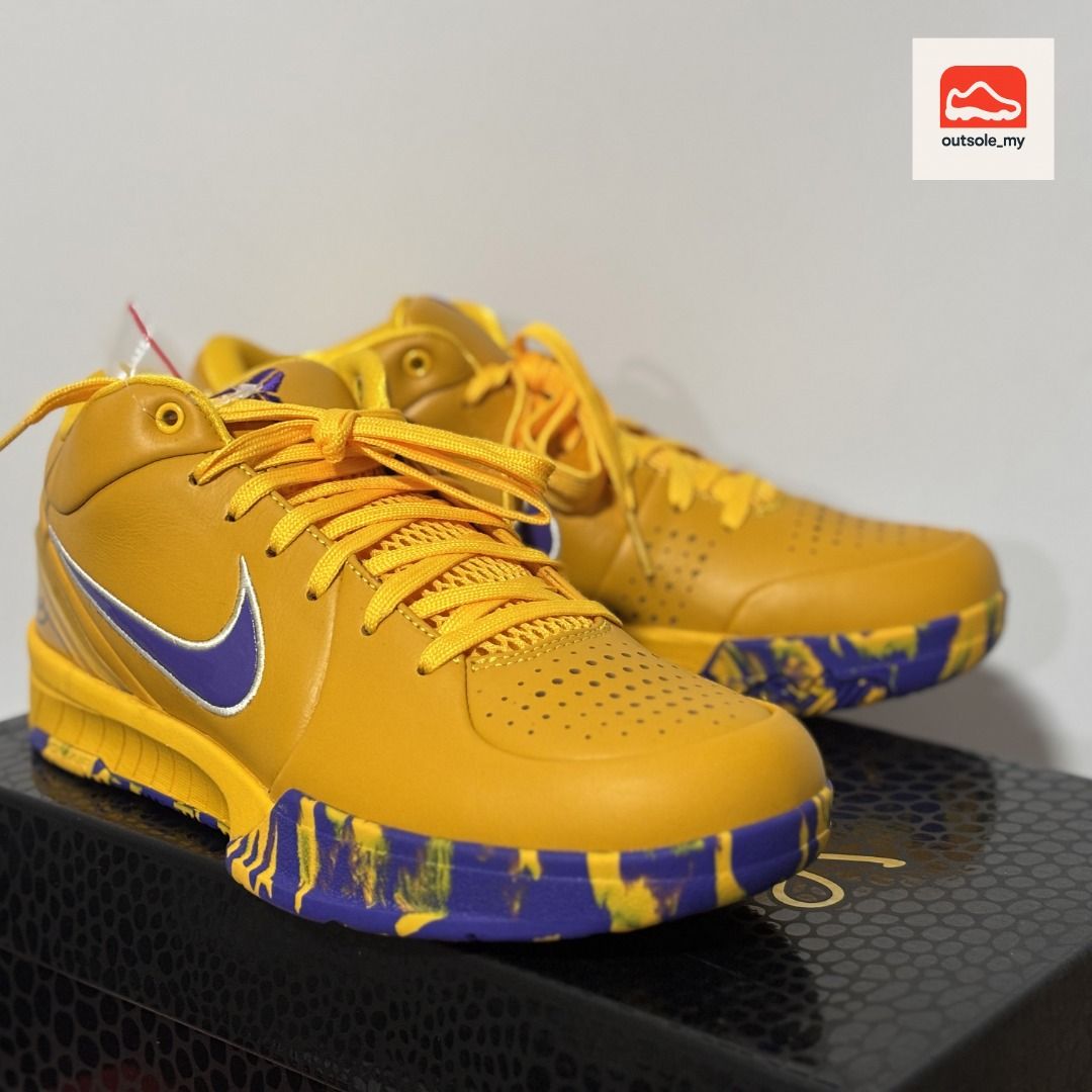 Nike Kobe 4 Protro Lakers (Category: Sneakers) located in Kuala Lumpur. Submitted by outsole_my (Listing ID 1451700519, Image 1). Description: follow @outsole_my See the model you like but not the color? No worries, PM for colorway and sizing availability. Postage only, 6-9 days waitlist for pre-order, deposits are required. Shipping to 🇲🇾 available!! Deposits are non-refundable after shipment. Images are for reference only. Actual product may 