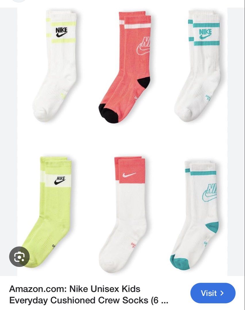 Nike Unisex Everyday Socks (6 Pairs) (Category: Socks) located in Pasig City. Submitted by luigiramirez_31 (Listing ID 1451767047, Image 2). Description: - Pack of 6 Nike Everyday socks - Size: S (fits 21-24cm) - Ideal for daily wear - Made in Pakistan - 250/pair.