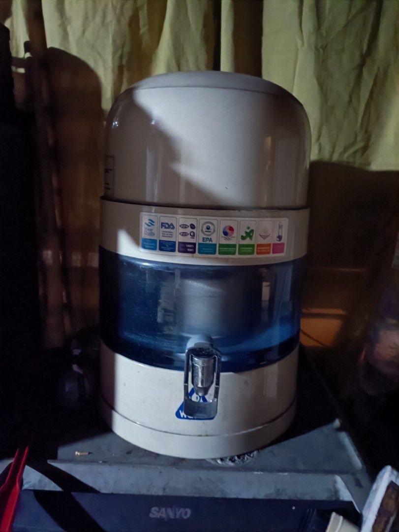 NOAH Waters Water Purifier (Category: Water Purifiers & Dispensers) located in Quezon City. Submitted by christopher.reb (Listing ID 1451699498, Image 1). Description: Well used water filter for sale Negotiable - Waters brand water purifier - Ideal for home use - Features a convenient dispenser tap - Multiple certifications displayed on the unit - Top tank for water storage - Bottom section houses the main purification unit Issue: Need to replace