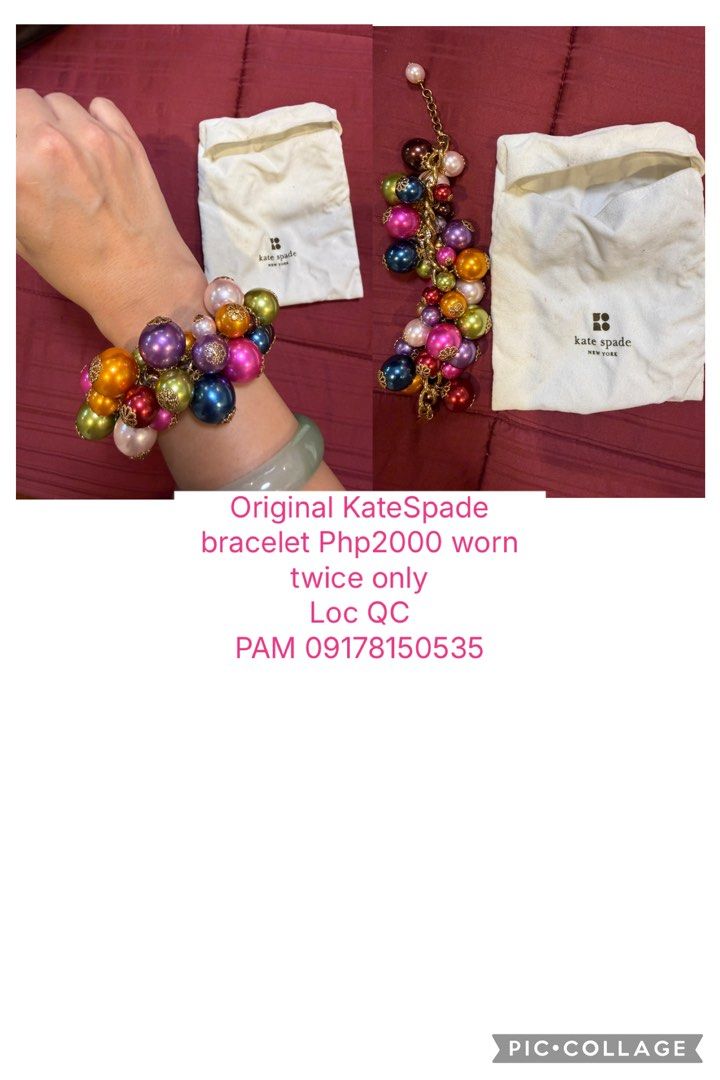 Original Kate Spade Multi-Color Beaded Charm Bracelet (Category: Bracelets) located in Manila. Submitted by pam.pam4 (Listing ID 1451734999, Image 1). Description: - Authentic Kate Spade bracelet - Worn only twice - Includes original dust bag - Location: Quezon City (QC) - Contact Pam at 09178150535 for inquiries.