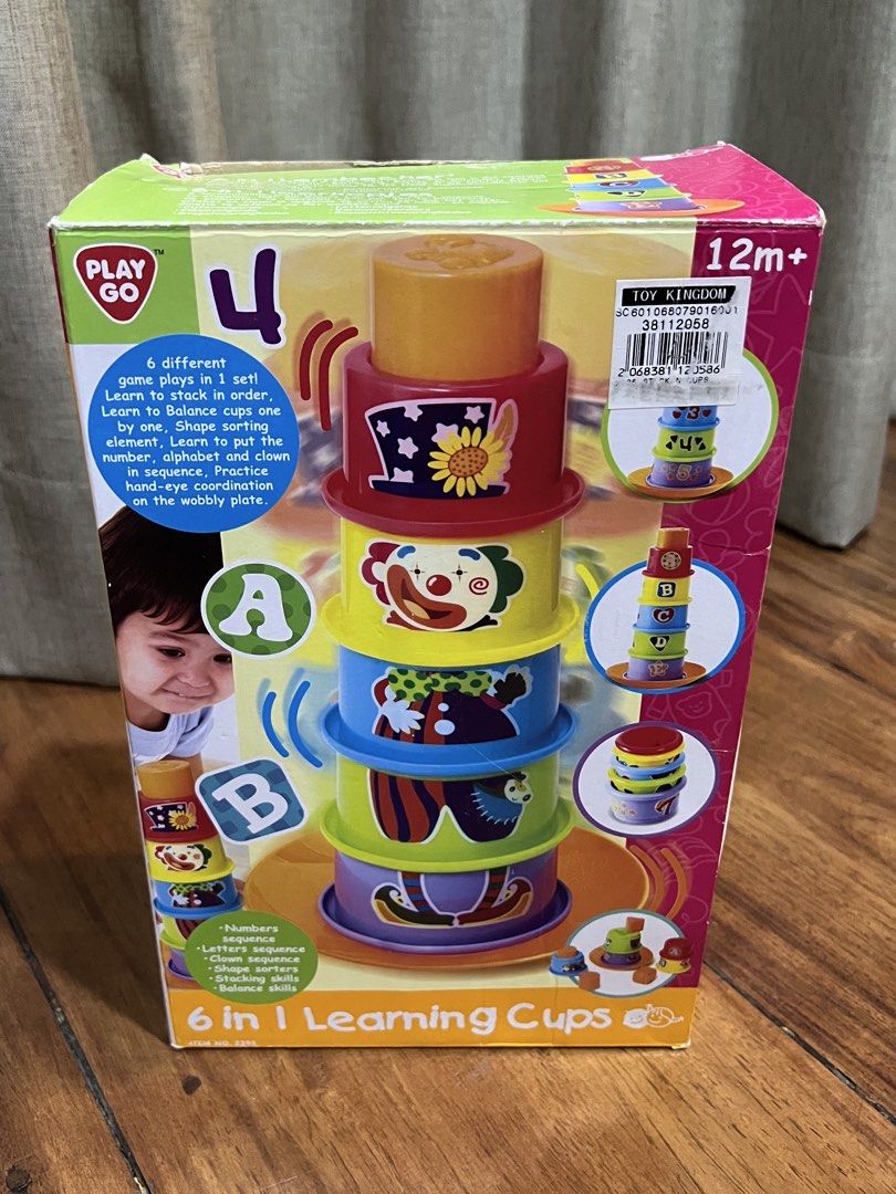 PlayGo 6-in-1 Learning Cups (Category: Infant Playtime) located in Marikina City. Submitted by kkkristineee (Listing ID 1451732193, Image 1). Description: The PlayGo 6-in-1 Learning Cups is an educational stacking toy designed for toddlers aged 12 months and above. Key Features & Educational Benefits The toy offers six distinct activities in a single package: Size Stacking: Encourages children to stack the colorful cups sequentially by size. Bala