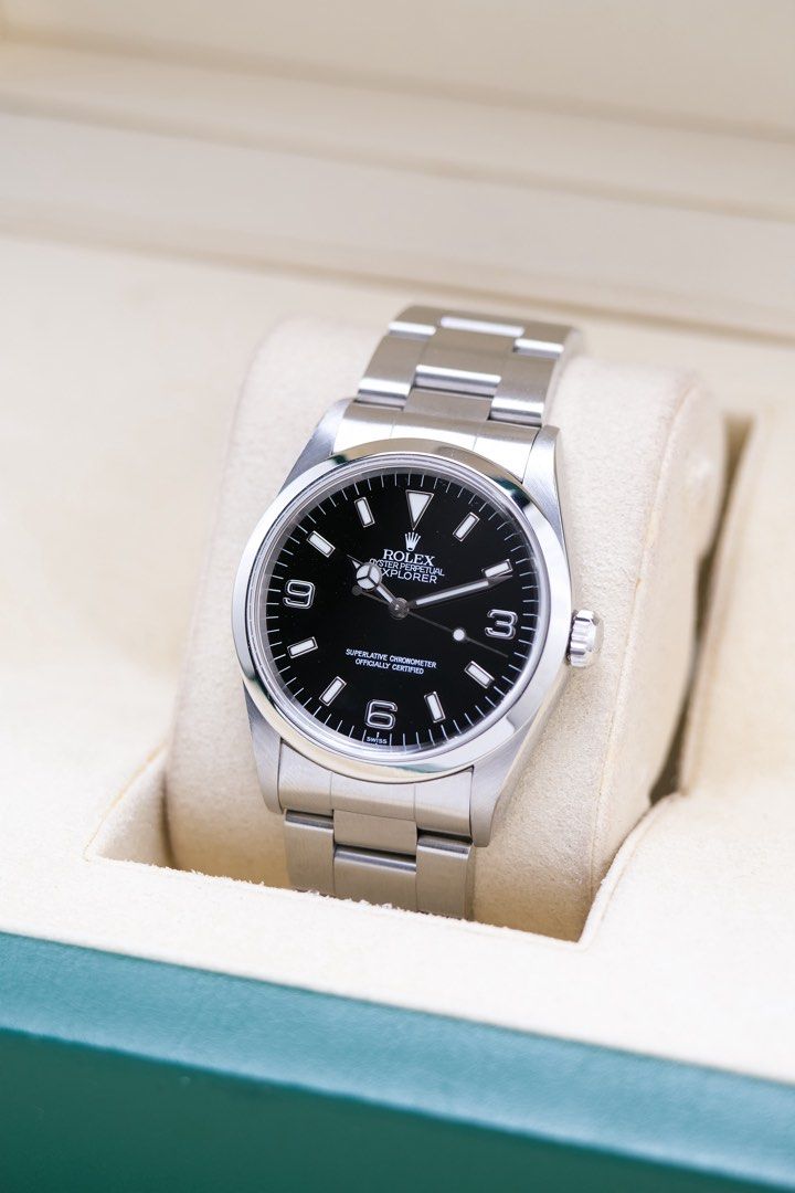 Rolex Explorer 36 "Rare Swiss Only Dial" (Category: Luxury Watches) located in Quezon City. Submitted by awristotell (Listing ID 1451838933, Image 1). Description: “New WRISTwatch to TELL” Rolex Explorer 36 “Rare Swiss Only Dial” Transitional Model Only 2 Years Production (1998-1999) Mint Condition with Caseback Sticker Intact Price: 378,000 PHP Ref: 14270 Year: 1998 Movement: Automatic Crystal: Sapphire Case: 36mm Material: SS Lug width: 20mm Br