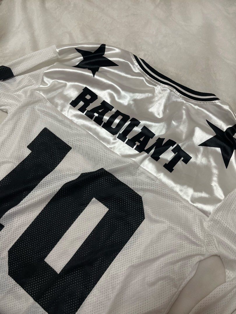 Y2K San Francisco White Satin+Mesh Jersey (Category: Longsleeves) located in Quezon City. Submitted by mire.mnl (Listing ID 1451879268, Image 3). Description: Reminders • Pieces are pre-loved or thrifted. As such, they may show flaws. • Mire is not responsible for courier‑related delays, losses, or damages. • For legitimacy, see reviews on our Carousell account: @mire.mnl. — Shop Policies We value time and effort, so please read and follow our po