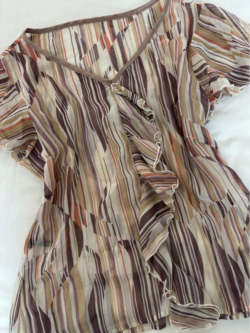 Sheer funky y2k frilly top (Category: Other Tops) located in Gelugor. Submitted by quecumberh (Listing ID 1451847108, Image 2). Description: Nice colojr combo, the camera doesn’t do it justice.