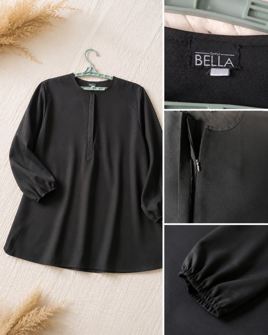 Simply Bella Black Long Sleeve Top with Zipper Detail (Category: Longsleeves) located in Balok. Submitted by seri_nurmonalisa (Listing ID 1451808370, Image 2). Description: 💌preloved 💌dada 50 bahu 20 tag 5 XL OFFER TAHUN INI SESUAI UNTUK 💌 plus size warna 💌black brand 💌bella ukuran adalah seperti berikut 👇 Ukuran baju dada 💌50 bahu 💌20 labuh 💌33 waist 💌48 panjang tgn 💌24 lebar tangan 💌6 suggest for 💌 plus size material baju sejenis c