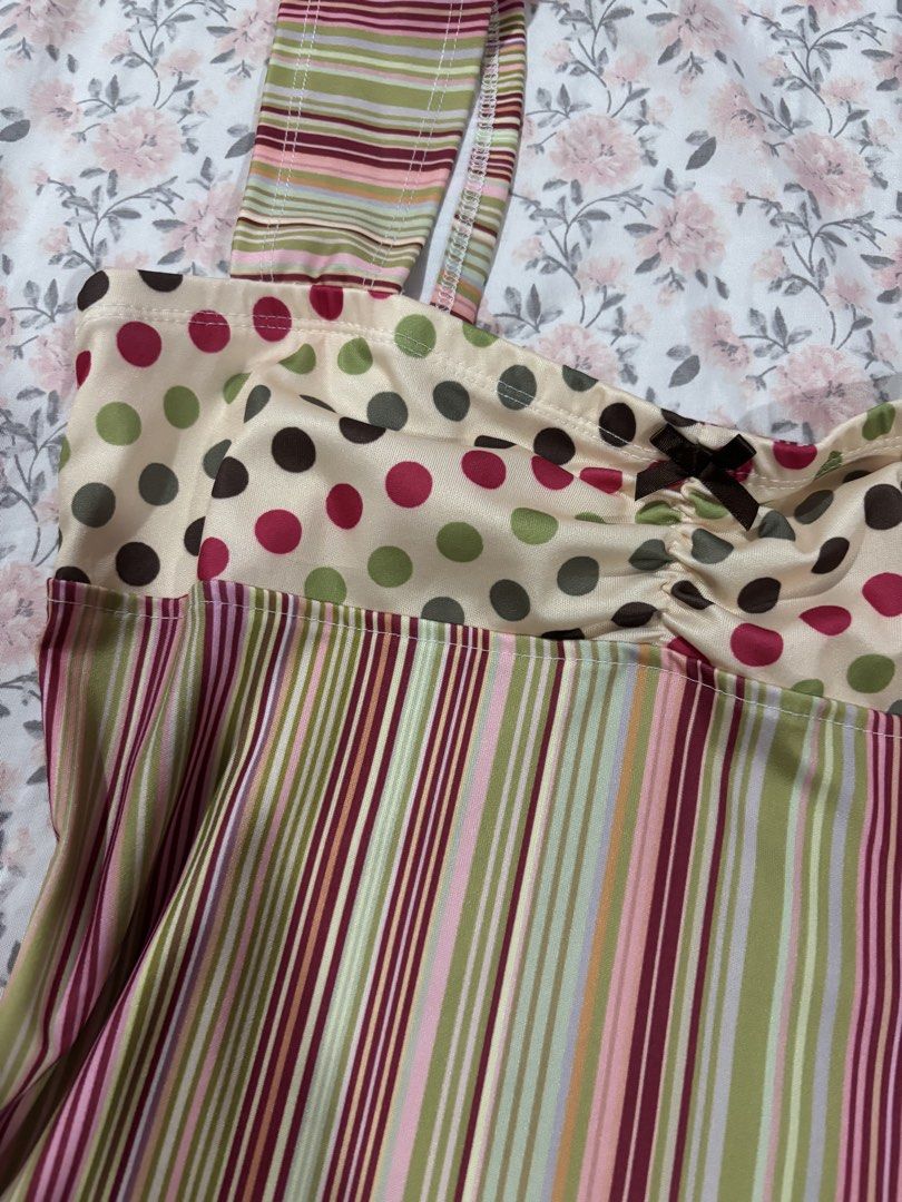 Striped & Polka Dot Tank Top | Y2K, Retro (Category: Sleeveless) located in Manila. Submitted by lilacmoss (Listing ID 1451705803, Image 2). Description: - one size (fits xs-s) - RFS: decluttering.