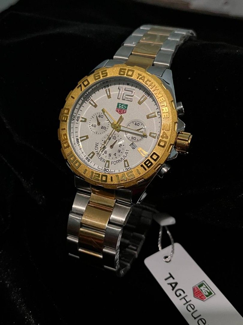 TAG Heuer Formula 1 Chronograph Two-Tone Watch (Category: Luxury Watches) located in Manila. Submitted by seannathan46011 (Listing ID 1451868266, Image 1). Description: - OEM TAG Heuer Formula 1 Watch - Elegant Two-Tone Stainless Steel and Gold Finish - display Chronograph - Water Resistant up to 200 Meters - Durable Sapphire Crystal .