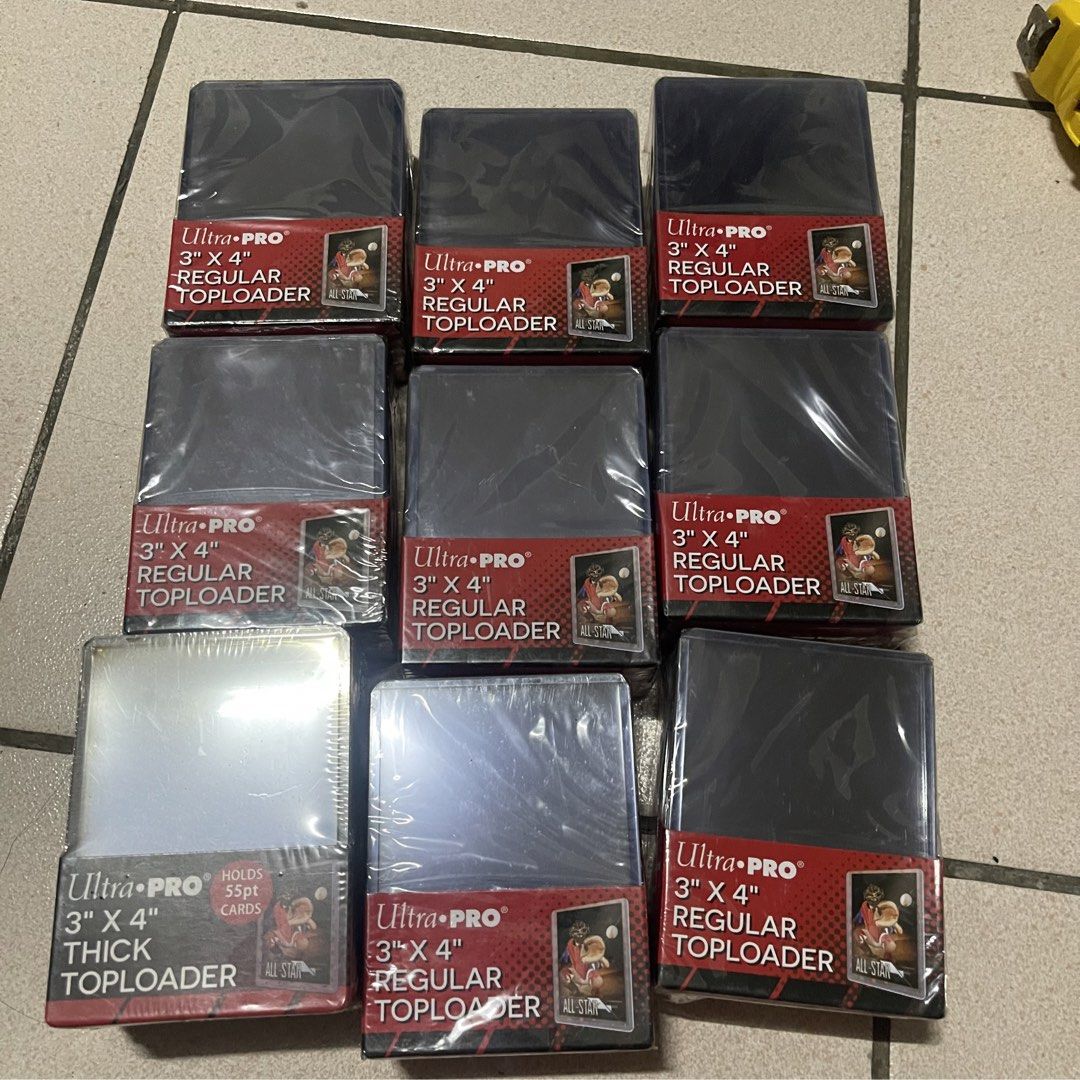 Ultra Pro 3" x 4" Regular Card Toploaders (Category: Raw Singles) located in Manila. Submitted by gomdobear (Listing ID 1451891791, Image 3). Description: Ultra Pro Regular TopLoader = 180 each Ultra Pro Thick = 300 If buying everything get ultra pro thick for free, 1400 for everything.
