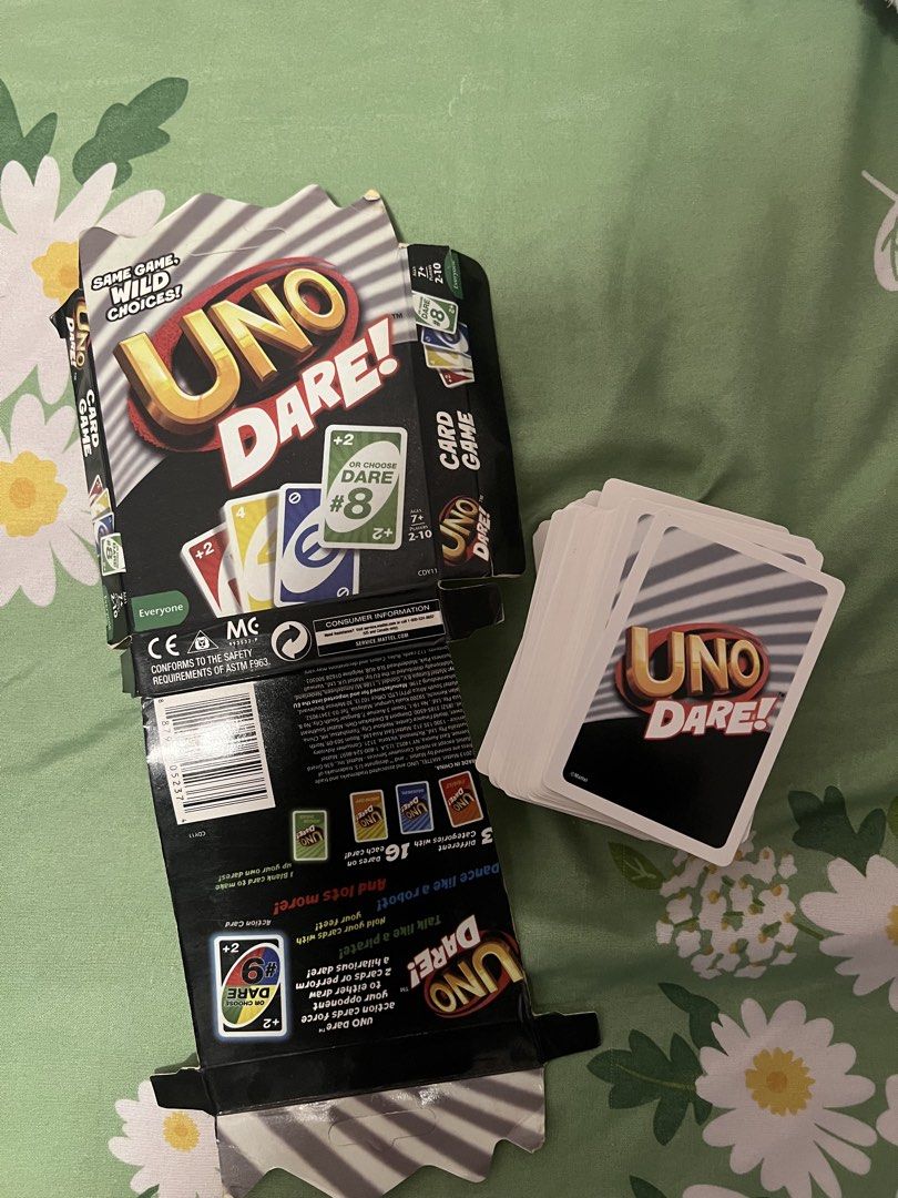 UNO Dare! Card Game (only issue sira box) (Category: Board Games & Puzzles) located in Santa Rosa. Submitted by yourgirl0816 (Listing ID 1451710123, Image 2). Description: - UNO Dare! card game - Includes all cards and original box - Fun and easy to learn for parties and get-togethers - Perfect for game nights with friends and family - Get ready for exciting and wild choices! - Cards complete. Only issue sira box..
