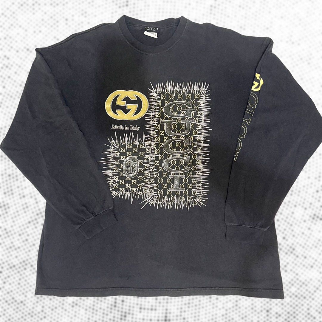 Vintage Gucci Bootleg Longsleeves (Category: Tshirts & Polo Shirts ) located in Angeles City. Submitted by 4sureph (Listing ID 1451761426, Image 1). Description: Vintage Gucci Bootleg Longsleeves 600php 3XL Length 30.5” Pit to pit 26.5” 📩 DM to buy 📌 Free shipping (Philippines only) ⚠️Second-hand/Thrifted - manage your expectations ⚠️ Check the item carefully before buying ⚠️ All sales are final, no returns/exchanges after #4SUREphp.
