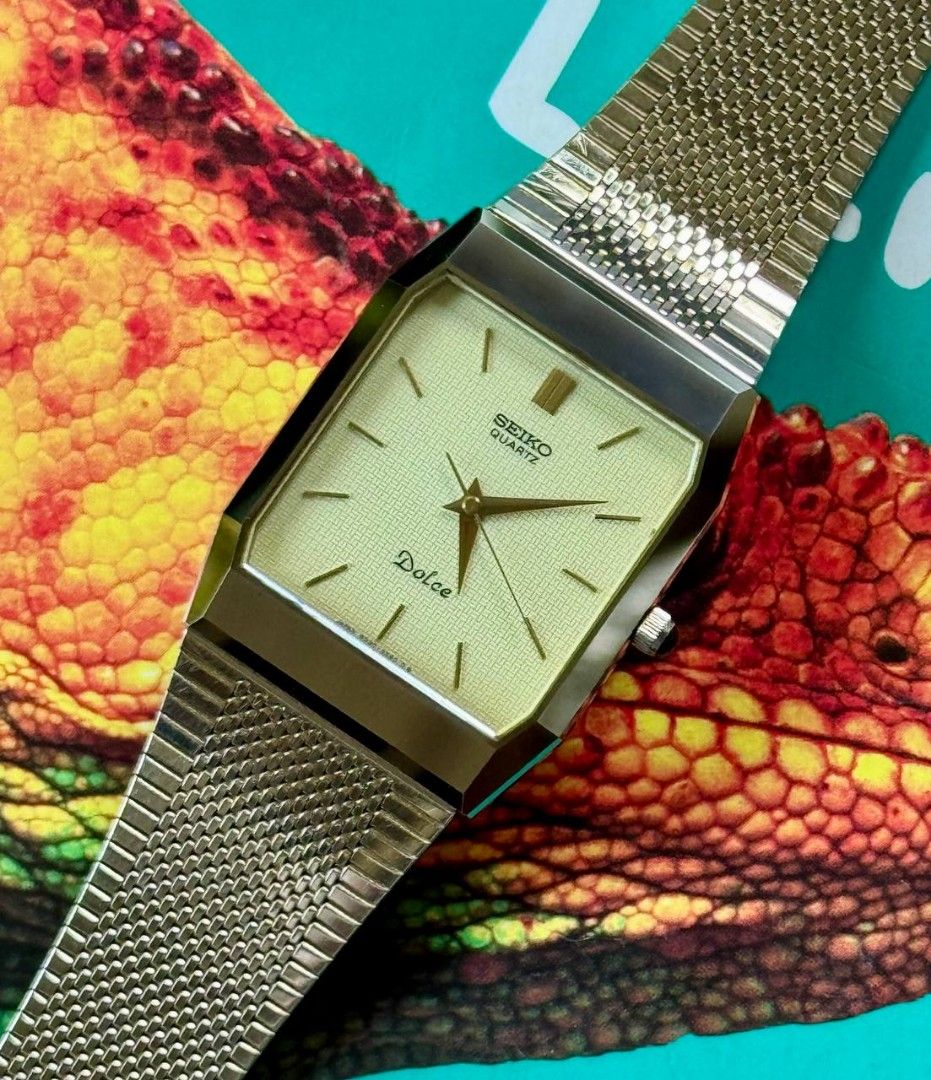 Vintage Seiko Dolce Tank NSAG (Category: Luxury Watches) located in Dasmarinas. Submitted by pacgear (Listing ID 1451859283, Image 1). Description: Seiko Dolce Tank NSAG 6030-5580 BMBY April 1982 This is a rare early release of Seiko Dolce Tank 6030-5580 in stunning excellent condition. Dolce is a high-end vintage quartz, a successor to Grand Quartz line and features the super-hard NSAG alloy case for ultimate scratch resistance, slim tank/octago