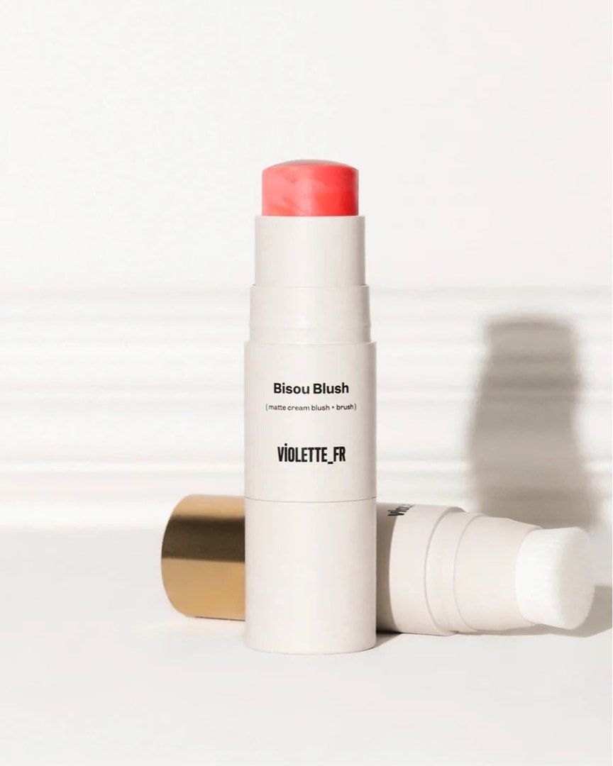 VIOLETTE_FR Bisou Blush Matte Cream Blush Stick (Category: Makeup) located in Pasig City. Submitted by holllyyyy (Listing ID 1451843321, Image 1). Description: Shade in Melanie (coral pink) barely used. With built-in brush. It has a nice mild lemon scent that’s not too overpowering. 😋 RFS: Decluttering.