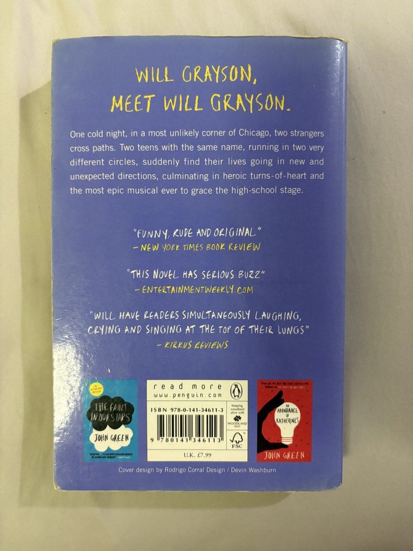 Will Grayson, Will Grayson by John Green & David Levithan (Category: Storybooks) located in Antipolo. Submitted by thrufty (Listing ID 1451871939, Image 2). Description: - New York Times Bestseller - Novel by John Green and David Levithan - Features two teens with the same name whose lives intersect - Story culminates in a high school stage musical - Described as funny, rude, and original - Kirkus Reviews: Readers will be laughing, crying, and si
