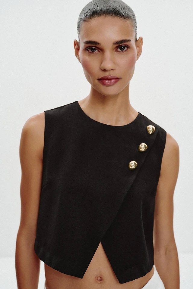 Zara Gold Button Crossover Top (Category: Sleeveless) located in Quezon City. Submitted by treasurededit (Listing ID 1451891263, Image 3). Description: .