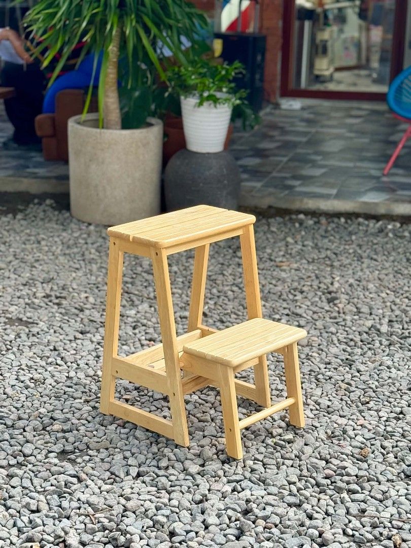 2-step natural wood folding step stool (Category: Chairs) located in Manila. Submitted by mightyfox.28e9a1 (Listing ID 1452035195, Image 2). Description: .