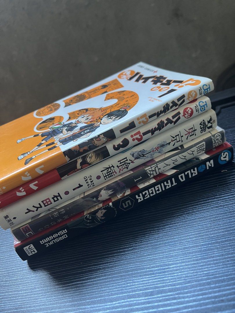 5 Manga Bundle Set (Take All) (Category: Comics & Manga) located in Tuao. Submitted by qtkattt (Listing ID 1452045777, Image 3). Description: Used only once. Random Manga Books. Tokyo Ghoul Volume 1 Kakegurui Spin Off Volume 1 (?) World Trigger Volume 5 Let’s Haikyuu Volume 1&2 Price is negotiable!.