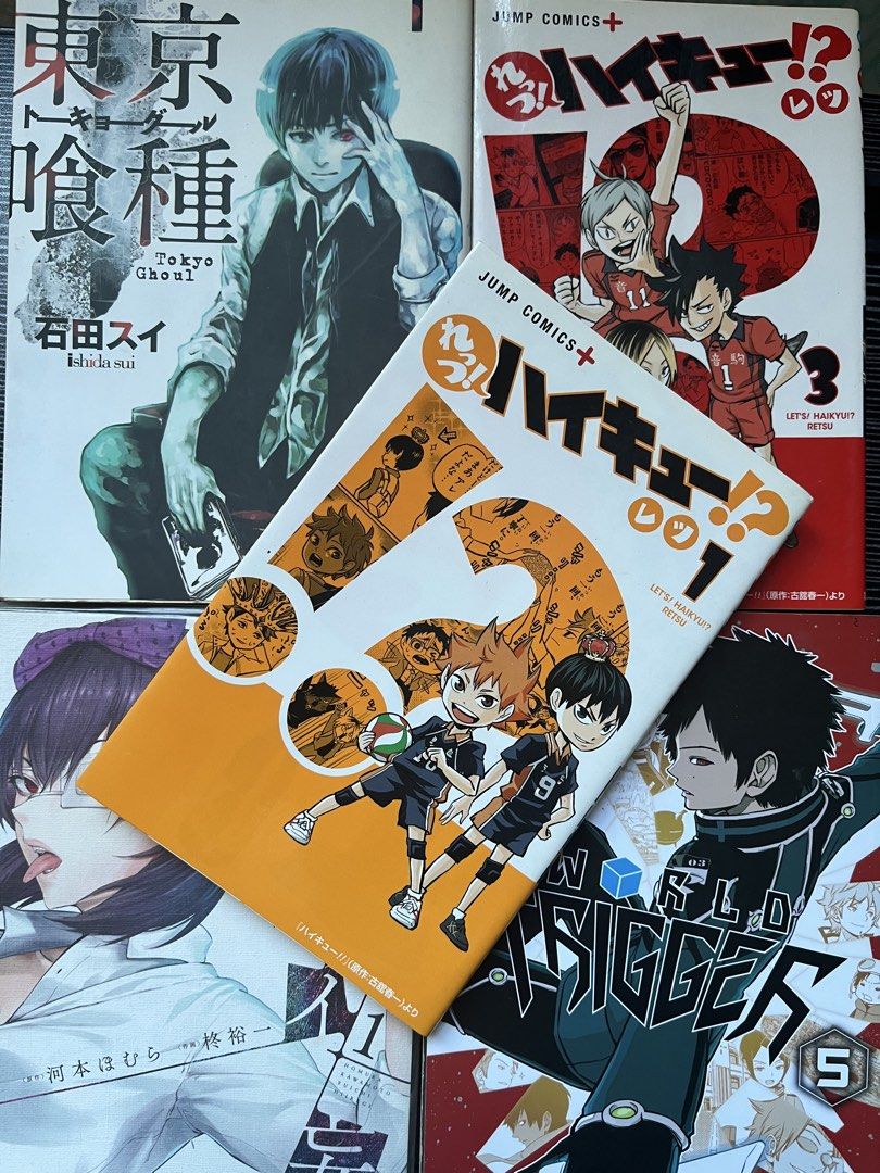 5 Manga Bundle Set (Take All) (Category: Comics & Manga) located in Tuao. Submitted by qtkattt (Listing ID 1452045777, Image 1). Description: Used only once. Random Manga Books. Tokyo Ghoul Volume 1 Kakegurui Spin Off Volume 1 (?) World Trigger Volume 5 Let’s Haikyuu Volume 1&2 Price is negotiable!.