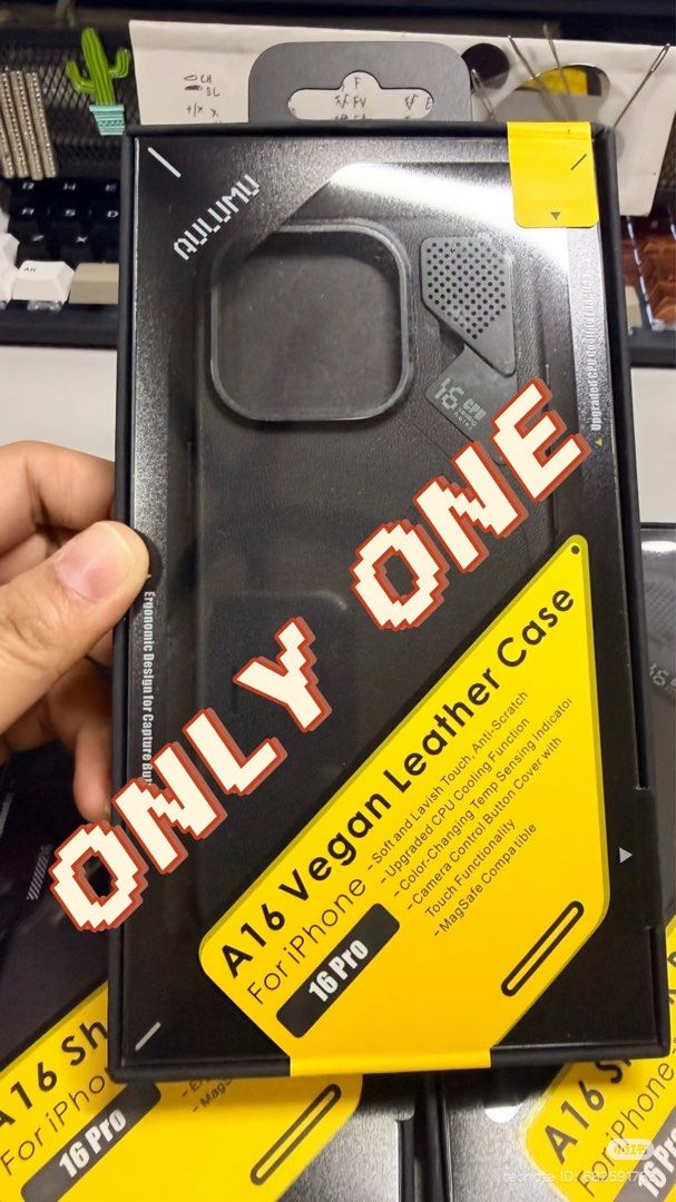 Alumu IPhone 16pro case (Category: Cases & Covers) located in Juru. Submitted by jerryng0903 (Listing ID 1451967320, Image 3). Description: Vegan Leather case x 1 Shock proof case x2 Rm100/pcs, including postage.