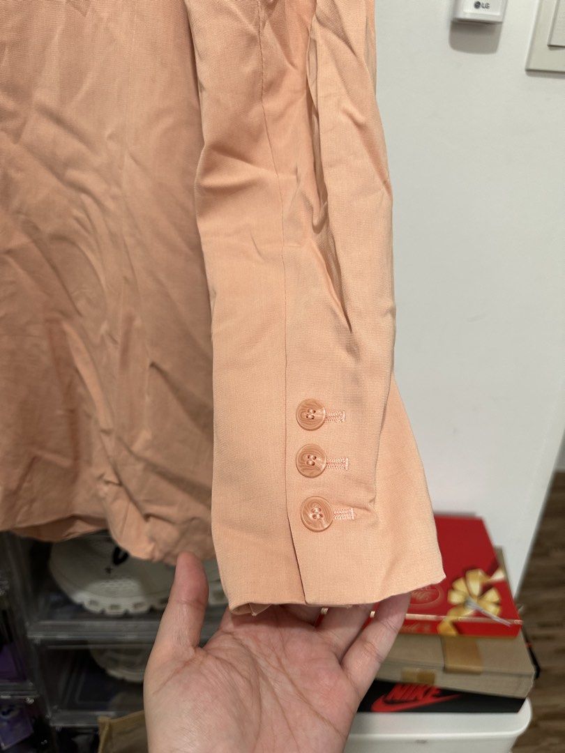M&S Autograph Pink Double-Breasted Blazer Size 12 (Category: Coats, Jackets and Outerwear) located in Binan City. Submitted by stylefreedom (Listing ID 1451914303, Image 3). Description: - Pink double-breasted blazer - Brand: Autograph by Marks and Spence - Size: UK12 (can fit S-L) - Features satin-like lining - Button details on cuffs - Versatile: dress up or down, pairs well with jeans or trousers - Brand new/Never used ✨Payment first policy ✨N