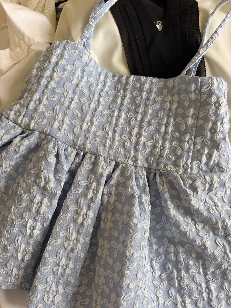 Blue tank top (Category: Sleeveless) located in Mangaldan. Submitted by shoptish_ (Listing ID 1451924280, Image 2). Description: Used twice only Can fit up to Medium No damage Delivers thru J&T Online mode of payment DM me :)).