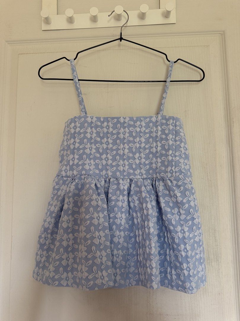 Blue tank top (Category: Sleeveless) located in Mangaldan. Submitted by shoptish_ (Listing ID 1451924280, Image 1). Description: Used twice only Can fit up to Medium No damage Delivers thru J&T Online mode of payment DM me :)).