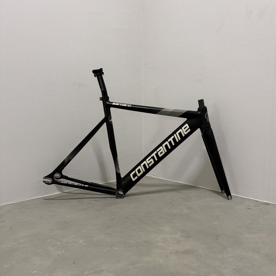 Constantine Barnard Frameset (Category: Bicycles) located in Singapore. Submitted by tianbikes.sg (Listing ID 1452028277, Image 1). Description: 2019 Constantine Barnard Frameset for fixie/track! 9/10 condition, minimal paintchips from usage, no dents no cracks no dimples. Overall frame is very well taken care off. Size 52 Includes - Frame - Carbon Fork - Headset - Seatclamp - Compression plug (seatpost can be purchased separately from my listing