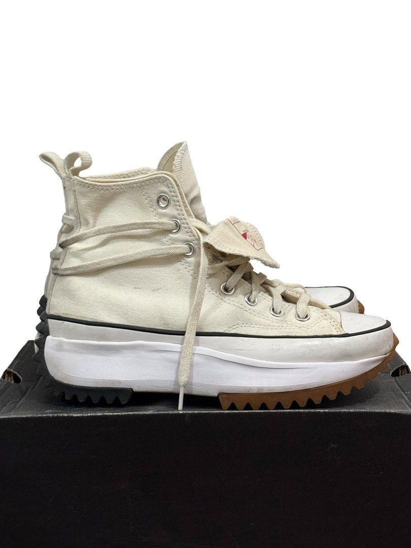 Converse Run Star Hike High Top Sneakers (Category: Sneakers) located in Naga. Submitted by 3o30x (Listing ID 1452100037, Image 1). Description: Converse Run Star Hike White, Black, and Gum Unisex US Size 7M / 8.5W UK 6 EU 40 Bought from the US, END. Clothing Signs of wear common in Converse.