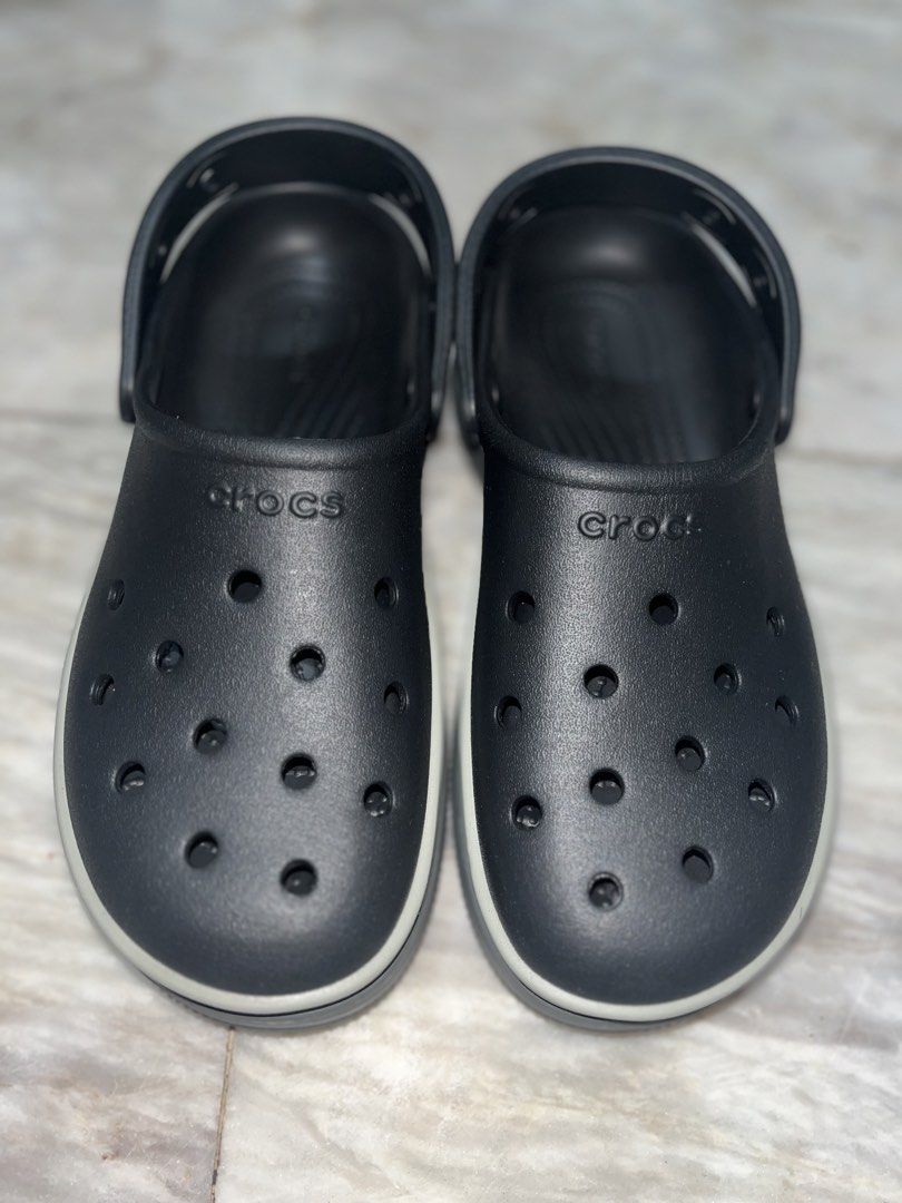 SALE Crocs Classic Stacked Clogs Black M7 W9 (Category: Slippers and slides) located in Lucena. Submitted by unnieskollegsyeononlineshop (Listing ID 1451972366, Image 1). Description: - Used once - Black Crocs platform clogs - Thick sole for added height - Easy slip-on design - Lightweight and comfortable Croslite material - Ideal for casual, everyday wear - Mirror copy.