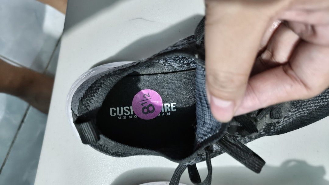 Cushion Aire Memory Foam Sneakers Size 8 1/2 (Category: Sneakers) located in Muntinlupa City. Submitted by ichigojamz (Listing ID 1452005098, Image 2). Description: - Stylish black and grey knit sneakers - Secure lace-up closure - Cushion Aire Memory Foam insoles for ultimate comfort - Size: 8 1/2 - Ideal for everyday wear and light exercise.