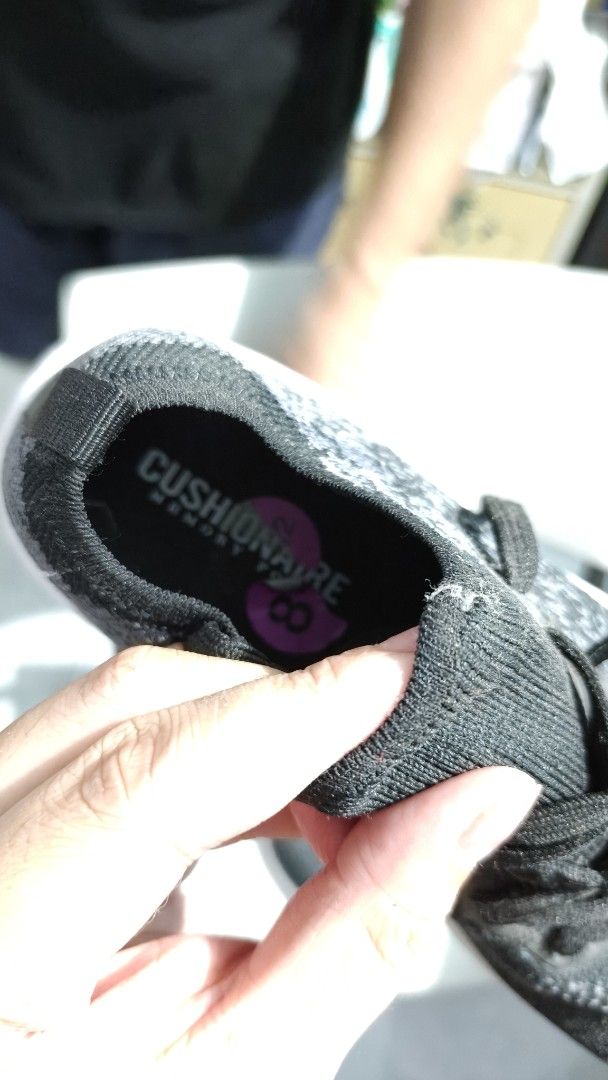 Cushion Aire Memory Foam Sneakers Size 8 1/2 (Category: Sneakers) located in Muntinlupa City. Submitted by ichigojamz (Listing ID 1452005098, Image 3). Description: - Stylish black and grey knit sneakers - Secure lace-up closure - Cushion Aire Memory Foam insoles for ultimate comfort - Size: 8 1/2 - Ideal for everyday wear and light exercise.