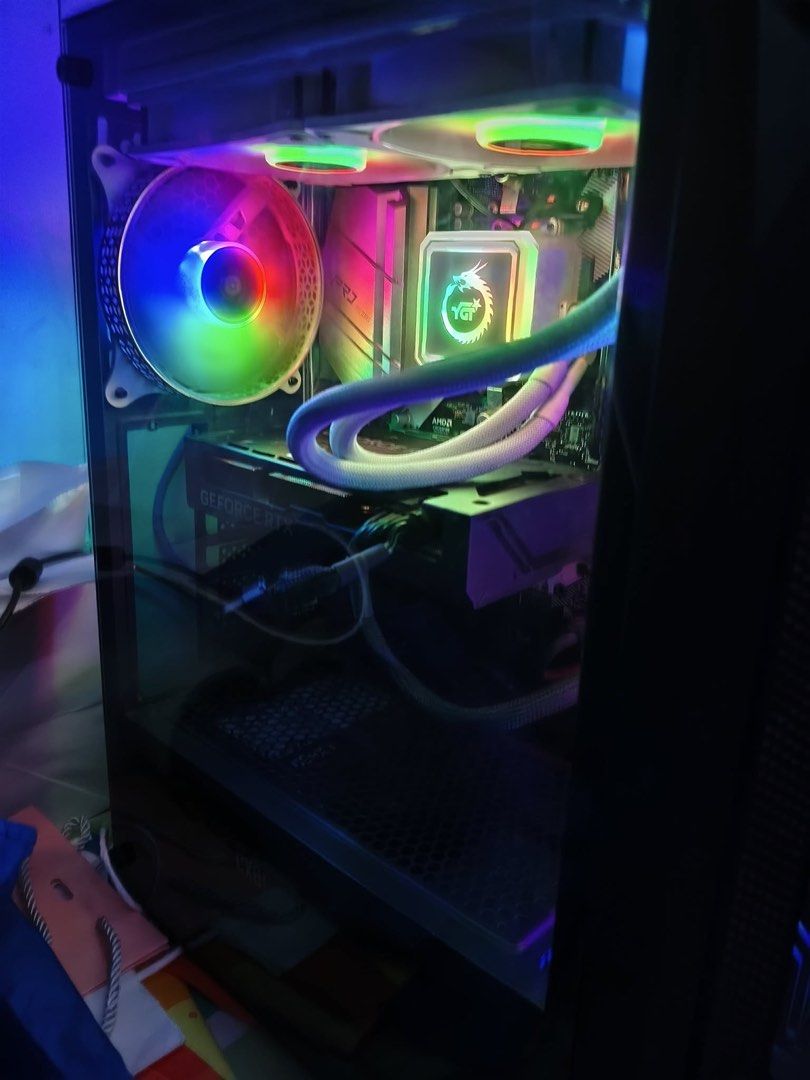 Gaming PC (System Unit) (Category: Desktops) located in Manila. Submitted by light.weaver_ (Listing ID 1451643017, Image 2). Description: NEGOTIABLE Ryzen 5 5600x Gigabyte RTX 4060 TI 16GB (Under Gigabyte warranty) Asrock B550M YGT Liquid Cooler Kingston 512 GB SSD NVME Hyperx 16 GB Ram DDR4 Corsair CX650 80+ Bronze ROG Case .