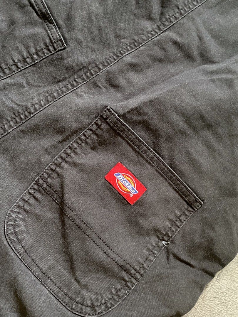 DICKIES black denim overalls/dungarees (Category: Coats, Jackets and Outerwear) located in Ligao. Submitted by nammii_ (Listing ID 1451955941, Image 3). Description: DICKIES black denim overalls/dungarees condition: good condi size: M on tag dimes: strap to waist- 15" waist: 35" waist to leg: 40" MOP: gcash, maya, landbankpiso+ MOD: j&t only.