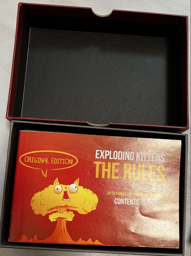 Exploding Kittens card game (Category: Card Boxes & Cases) located in Singapore. Submitted by stellalee2015 (Listing ID 1452047380, Image 2). Description: Exploding kittens card game played 1-2 times.