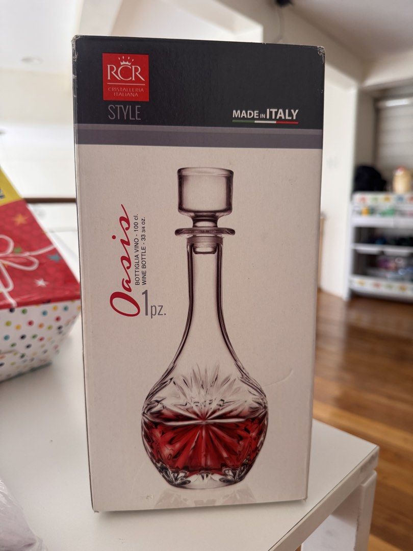 From Rustans - RCR Style Oasis Wine Bottle Decanter (Category: Water Bottles & Tumblers) located in Manila. Submitted by patrishtrishhh (Listing ID 1451906890, Image 1). Description: .