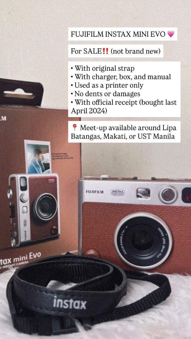 Fujifilm Instax Mini Evo (Brown) (Category: Cameras) located in Manila. Submitted by biancyyyy_ (Listing ID 1452007920, Image 1). Description: Used this as printer only Complete inclusion No film, camera only.