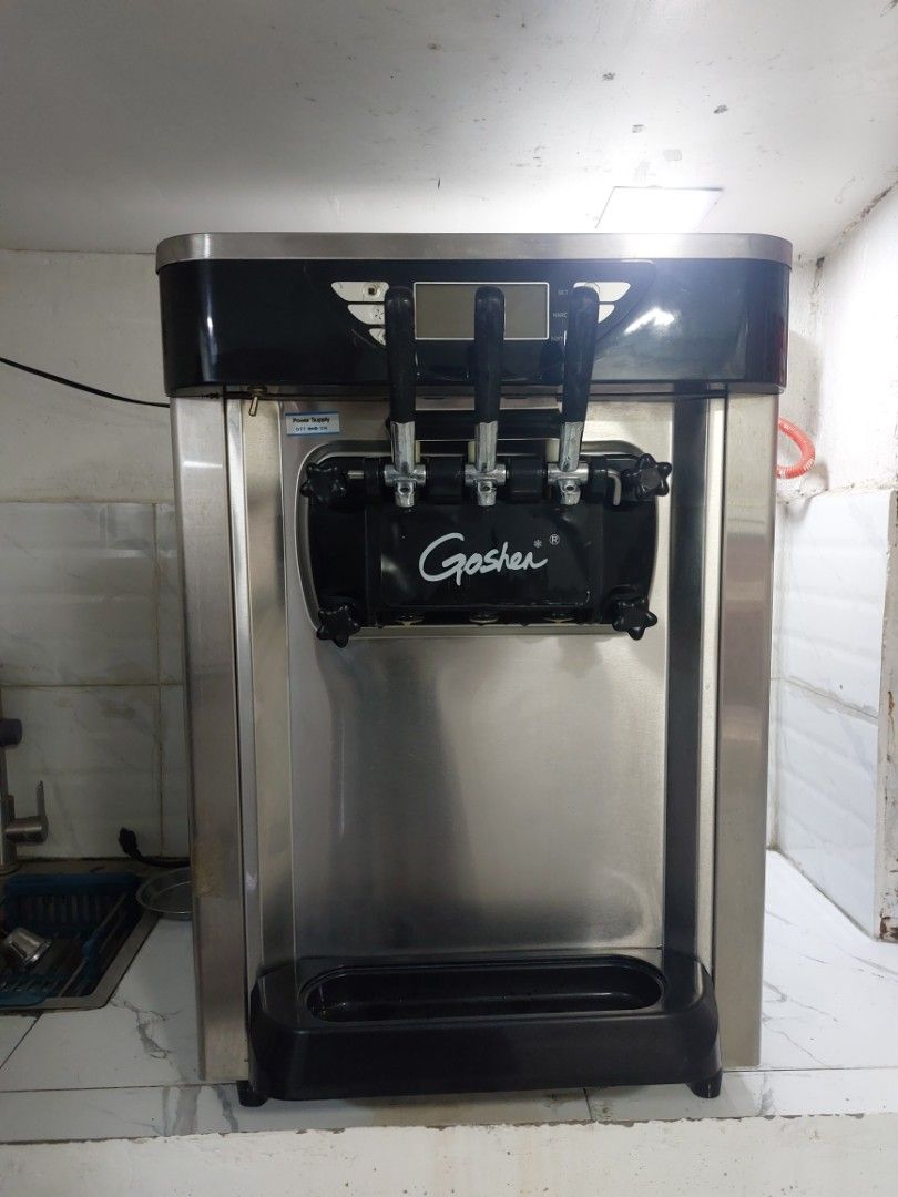 Goshen Soft Serve Ice Cream Machine (Category: Other Kitchen Appliances) located in Antipolo. Submitted by crypticsmile (Listing ID 1452039204, Image 1). Description: - Commercial soft serve ice cream machine - Three nozzle - Durable stainless steel body - Ideal for business ventures - Fully functional and ready for use -Buyers should inspect the merch by themselves. Place is in lower Antipolo City. .