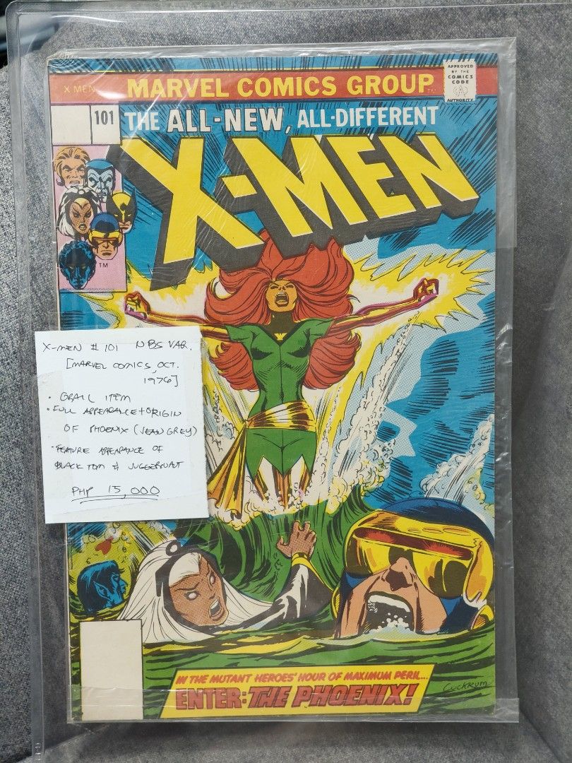 Grail XMen Comics #101 (Category: Comics & Manga) located in Manila. Submitted by timecheckph (Listing ID 1452100720, Image 1). Description: FOR SALE OR TRADE: X-Men #101, October 1976 PRICE: Php 9500 Grail Item NBS Variant Full appearance + origin of Phoenix (Jean Grey) Feature appearance of Black Tom and Juggernaut PM for more info.