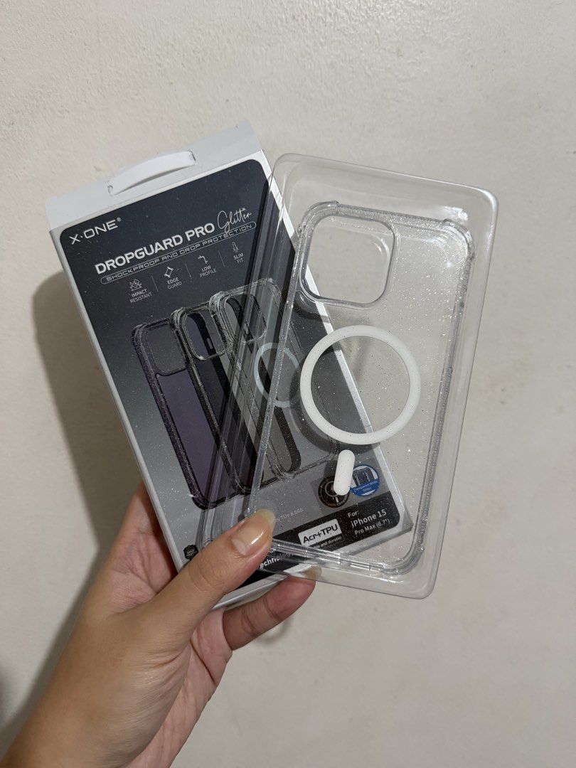 Iphone 15 pro max clear case (Category: Cases & Sleeves) located in Las Pinas. Submitted by vinccid (Listing ID 1452102631, Image 2). Description: ▪️X.one Dropguard case ▪️non-yellowing clear case ▪️glittery design ▪️brandnew and unused ▪️not too thin, not too bulky case.