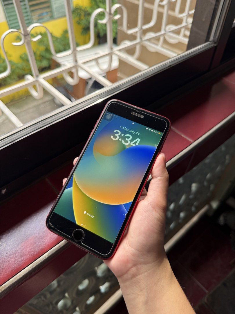 Iphone 8+ (Category: Other Mobile & Gadget Accessories) located in Manila. Submitted by heiheiha04 (Listing ID 1452051405, Image 2). Description: Iphone 8+ IOS 16.7.16 No apple lock no history of Repair Original battery Battery health: 69% Working & tested: Mic, Speaker, all buttons, camera, touchscreen, wifi, lte, Bluetooth, fingerscan Issue: paint cracks or chipping, no extra charger (using my brothers charger to charge this).